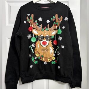 Black Reindeer Christmas Sweatshirt